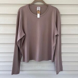 PINK Victoria's Secret Taupe Long Sleeve Tee Top Size XL NWT